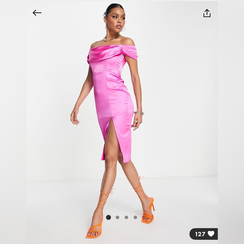 First Distraction Pink Satin Dress
